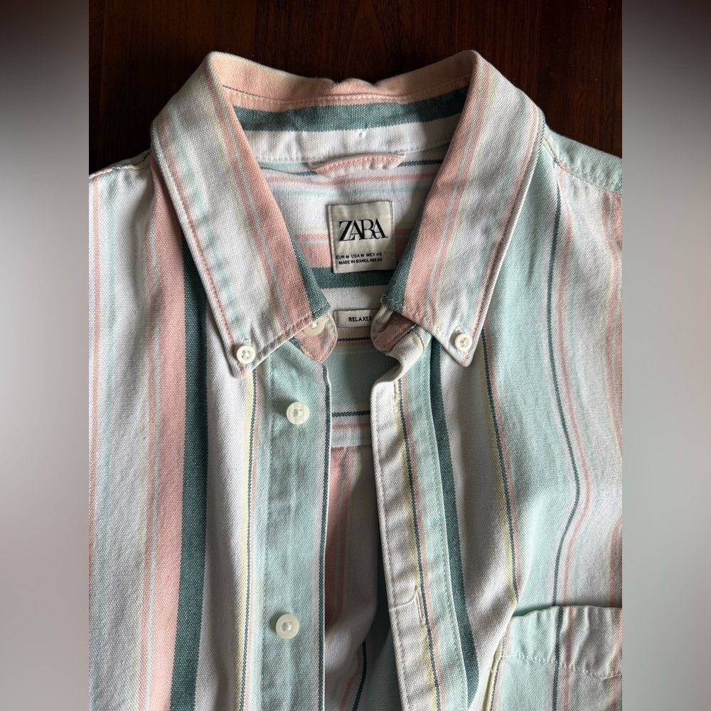 ZARA Men's Multicolor Striped Shirt - medium